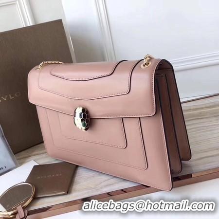 Trendy Design BVLGARI Serpenti Forever Original Calfskin Leather Shoulder Bag 3780 Pink