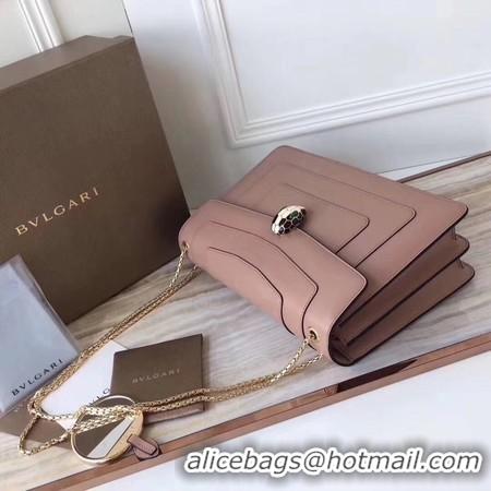 Trendy Design BVLGARI Serpenti Forever Original Calfskin Leather Shoulder Bag 3780 Pink