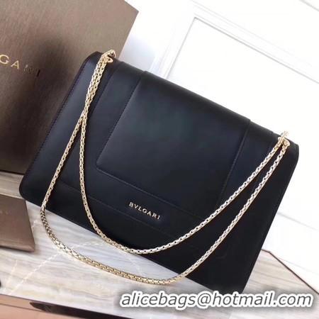 Top Grade BVLGARI Serpenti Forever Original Calfskin Leather Shoulder Bag 3780 Black