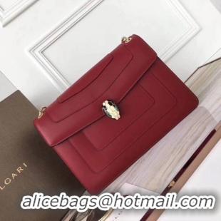 Discount BVLGARI Serpenti Forever Original Calfskin Leather Shoulder Bag 3780 Maroon