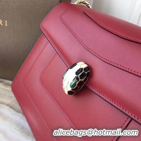 Discount BVLGARI Serpenti Forever Original Calfskin Leather Shoulder Bag 3780 Maroon