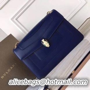 Comfortable BVLGARI Serpenti Forever Original Calfskin Leather Shoulder Bag 3780 Blue