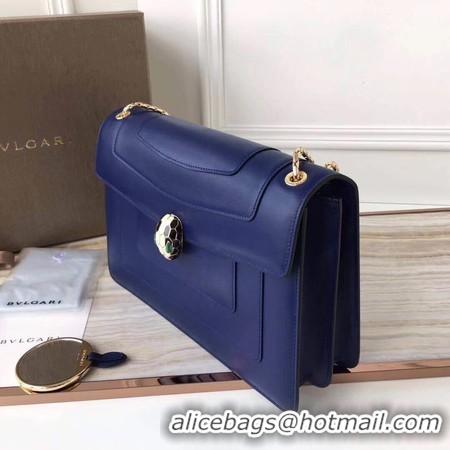 Comfortable BVLGARI Serpenti Forever Original Calfskin Leather Shoulder Bag 3780 Blue