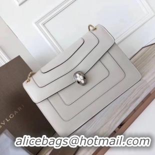 Classic Product BVLGARI Serpenti Forever Original Calfskin Leather Shoulder Bag 3780 Offwhite