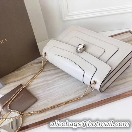 Classic Product BVLGARI Serpenti Forever Original Calfskin Leather Shoulder Bag 3780 Offwhite