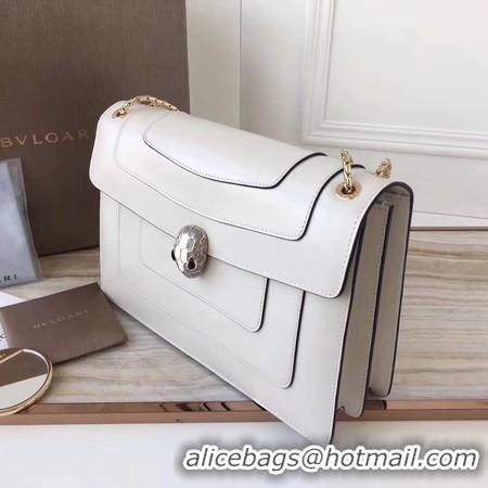 Classic Product BVLGARI Serpenti Forever Original Calfskin Leather Shoulder Bag 3780 Offwhite