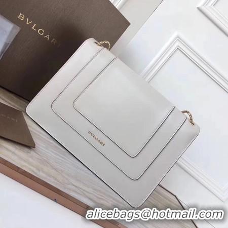 Classic Product BVLGARI Serpenti Forever Original Calfskin Leather Shoulder Bag 3780 Offwhite