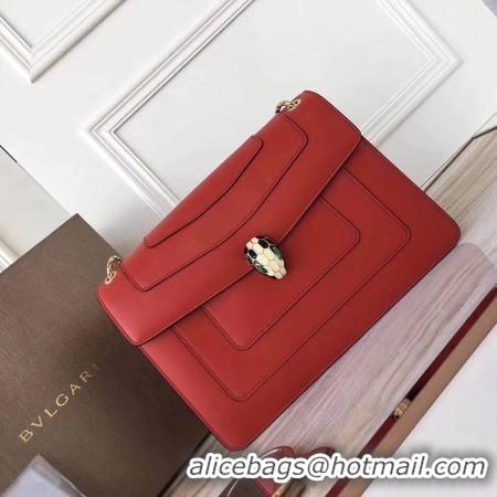 Well Crafted BVLGARI Serpenti Forever Original Calfskin Leather Shoulder Bag 3780 Red