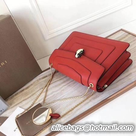 Well Crafted BVLGARI Serpenti Forever Original Calfskin Leather Shoulder Bag 3780 Red