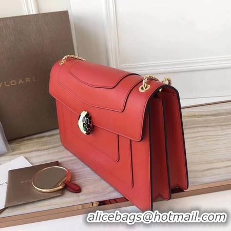 Well Crafted BVLGARI Serpenti Forever Original Calfskin Leather Shoulder Bag 3780 Red