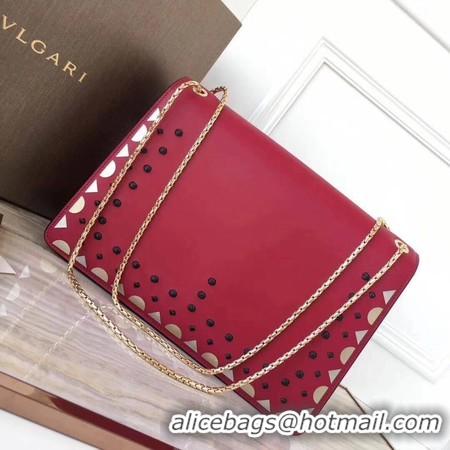 Top Quality BVLGARI Serpenti Forever Original Calfskin Leather Shoulder Bag 3783 Red