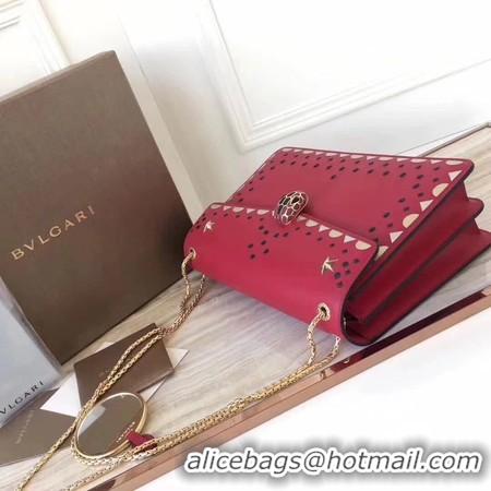 Top Quality BVLGARI Serpenti Forever Original Calfskin Leather Shoulder Bag 3783 Red