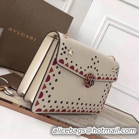 Top Sales BVLGARI Serpenti Forever Original Calfskin Leather Shoulder Bag 3783 Offwhite