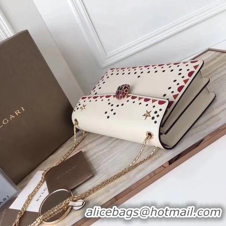 Top Sales BVLGARI Serpenti Forever Original Calfskin Leather Shoulder Bag 3783 Offwhite