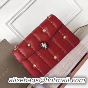 Most Popular BVLGARI Serpenti Forever Original Calfskin Leather Shoulder Bag 3788 Red