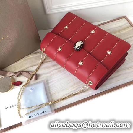 Most Popular BVLGARI Serpenti Forever Original Calfskin Leather Shoulder Bag 3788 Red