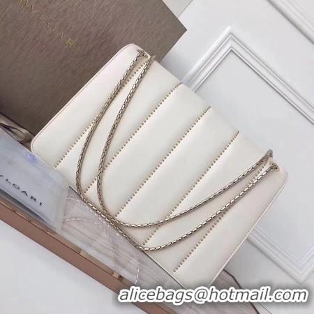 Durable BVLGARI Serpenti Forever Original Calfskin Leather Shoulder Bag 3788 Offwhite