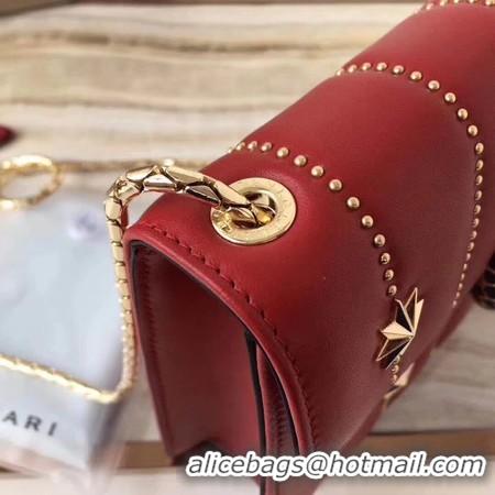 Popular Style BVLGARI Serpenti Forever Original Calfskin Leather Shoulder Bag 3789 Red