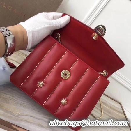 Popular Style BVLGARI Serpenti Forever Original Calfskin Leather Shoulder Bag 3789 Red