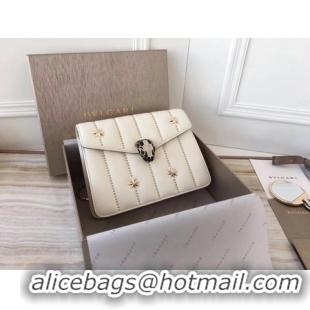 Promotional BVLGARI Serpenti Forever Original Calfskin Leather Shoulder Bag 3789 Offwhite