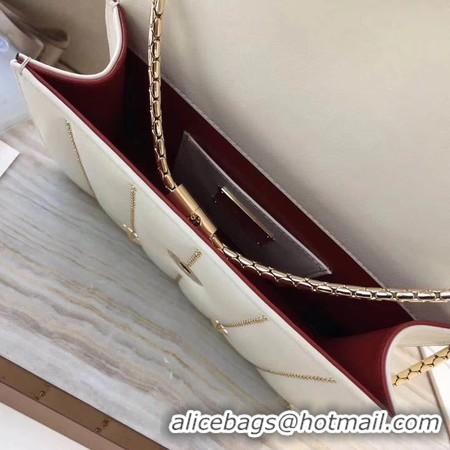 Promotional BVLGARI Serpenti Forever Original Calfskin Leather Shoulder Bag 3789 Offwhite