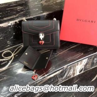 Super Quality BVLGARI Forever Serpenti In Love Shoulder Bag Calfskin Leather BG90031 Black