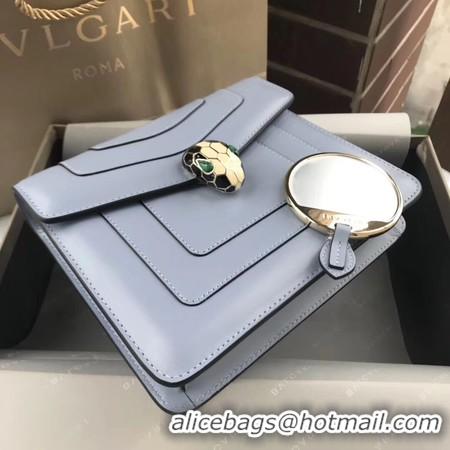 Youthful Bvlgari Original Calfskin Leather serpenti forever Shoulder Bag 97520 Light blue