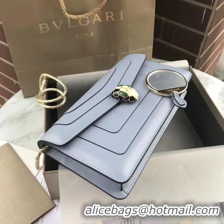 Fashion Bvlgari Original Calfskin Leather serpenti forever Shoulder Bag 97521 Light blue