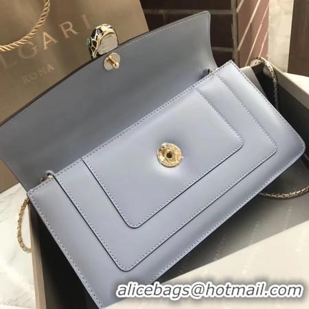 Fashion Bvlgari Original Calfskin Leather serpenti forever Shoulder Bag 97521 Light blue