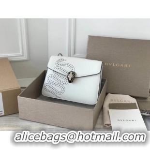 Good Quality BVLGARI Serpenti Forever leather flap bag Serpenti neon 2206 white