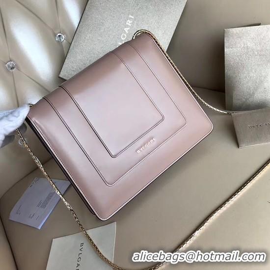 Duplicate BVLGARI Serpenti Forever leather shoulder bag 3749 light pink