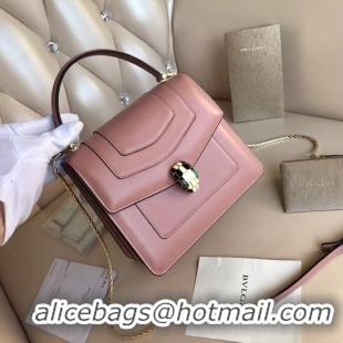 Top Quality BVLGARI Serpenti Forever leather flap bag 3785 Pink