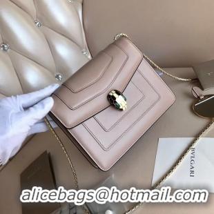 Design Cheap BVLGARI Serpenti Forever leather flap bag 5589 light pink