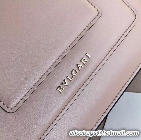 Design Cheap BVLGARI Serpenti Forever leather flap bag 5589 light pink