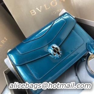 Discount BVLGARI Serpenti Forever metallic-leather shoulder bag 4953 blue