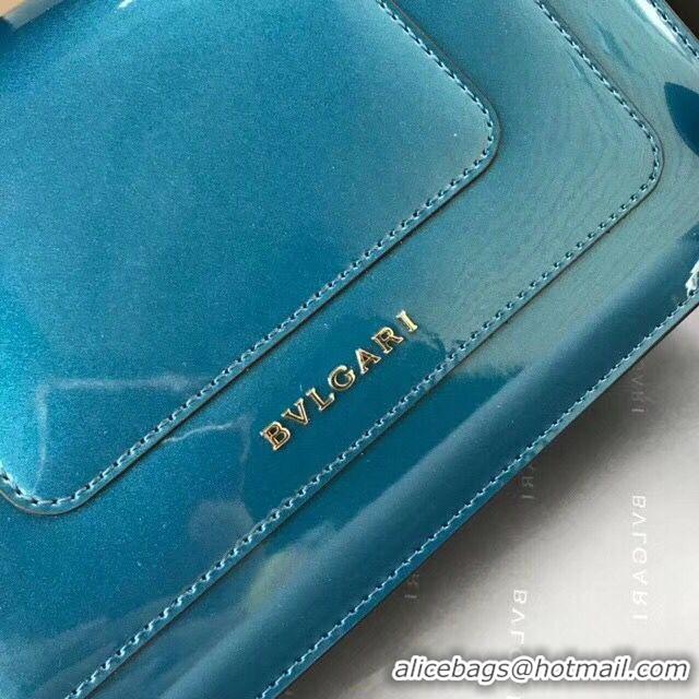 Discount BVLGARI Serpenti Forever metallic-leather shoulder bag 4953 blue