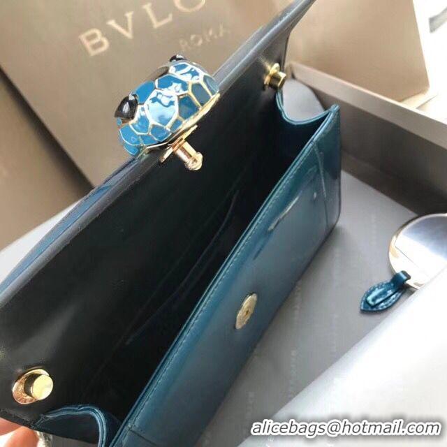 Discount BVLGARI Serpenti Forever metallic-leather shoulder bag 4953 blue