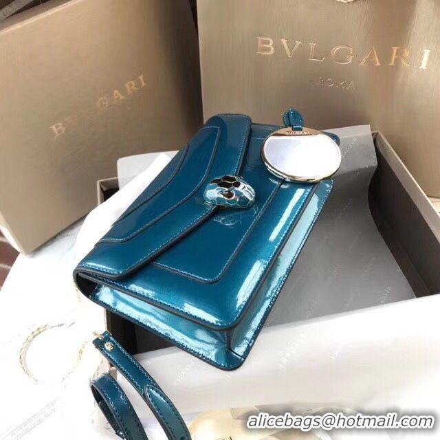 Discount BVLGARI Serpenti Forever metallic-leather shoulder bag 4953 blue