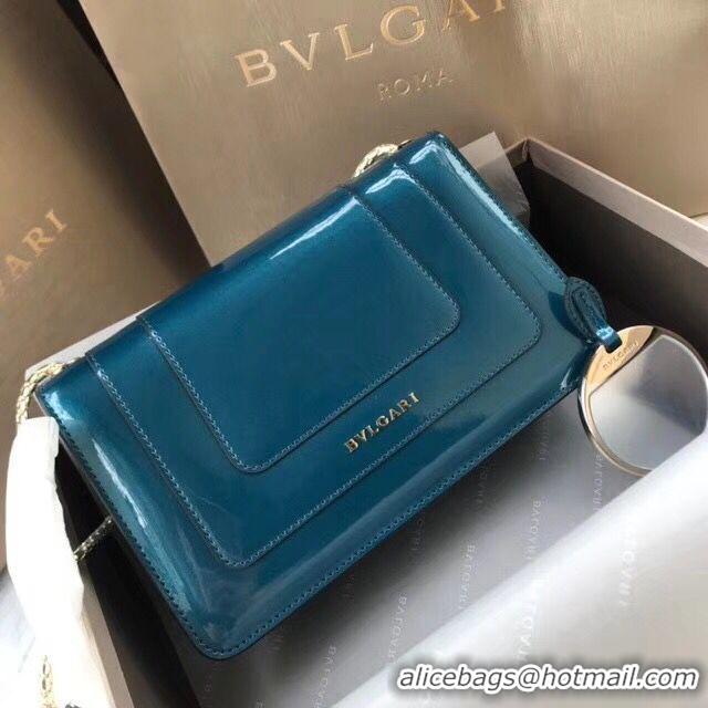 Discount BVLGARI Serpenti Forever metallic-leather shoulder bag 4953 blue