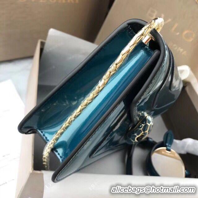 Discount BVLGARI Serpenti Forever metallic-leather shoulder bag 4953 blue