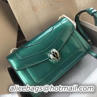 Duplicate BVLGARI Serpenti Forever metallic-leather shoulder bag 4953 green