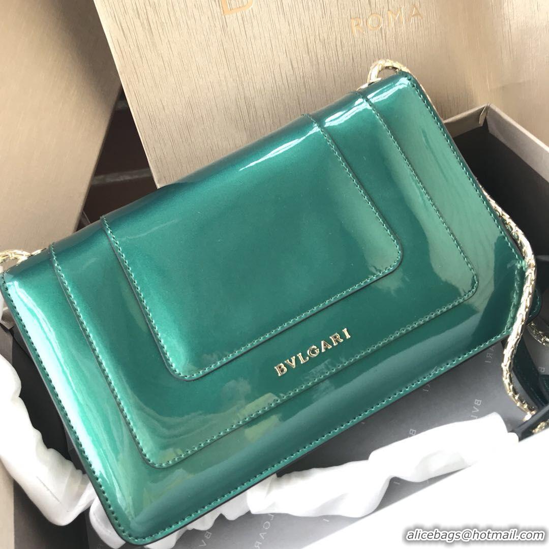 Duplicate BVLGARI Serpenti Forever metallic-leather shoulder bag 4953 green