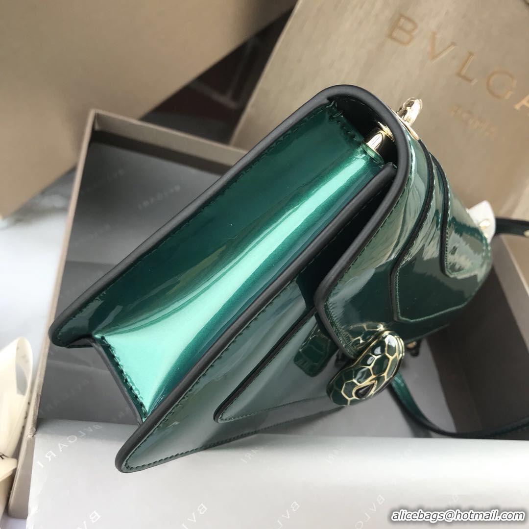 Duplicate BVLGARI Serpenti Forever metallic-leather shoulder bag 4953 green