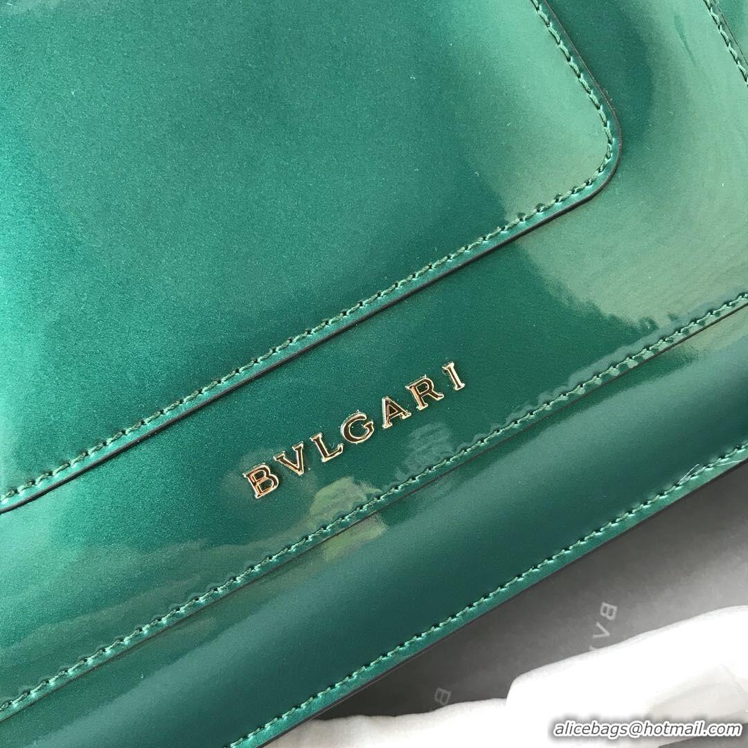 Duplicate BVLGARI Serpenti Forever metallic-leather shoulder bag 4953 green