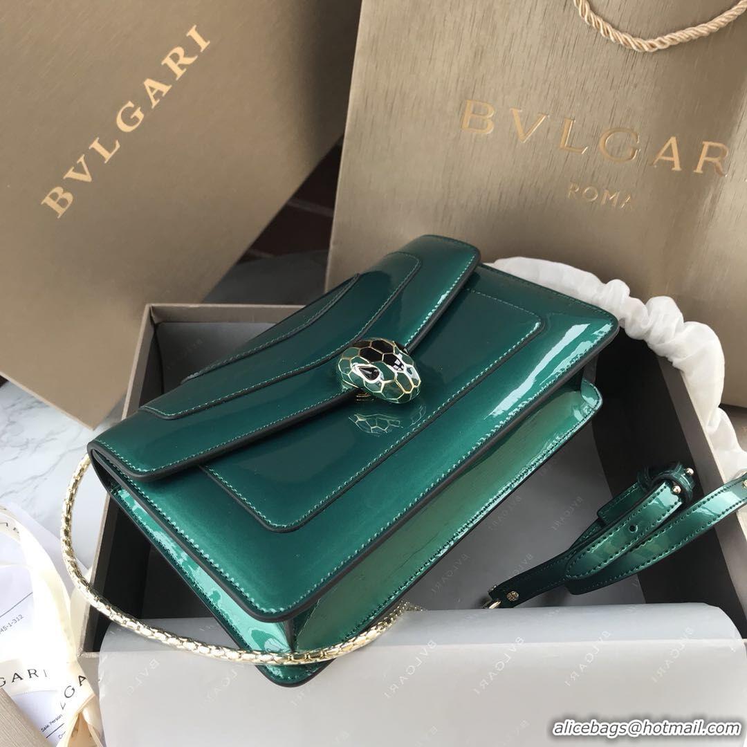 Duplicate BVLGARI Serpenti Forever metallic-leather shoulder bag 4953 green