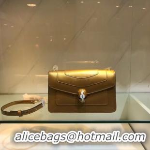 Low Price BVLGARI Serpenti Forever metallic-leather shoulder bag 91414 gold