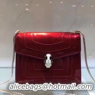 Inexpensieve BVLGARI Serpenti Forever metallic-leather shoulder bag 08962 red