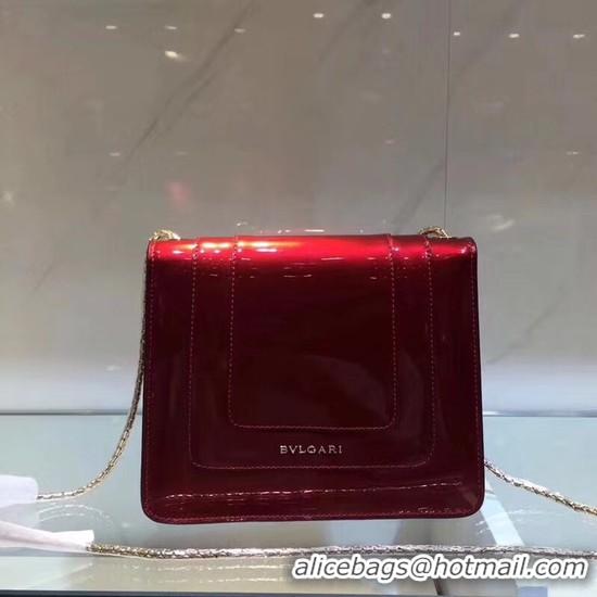 Inexpensieve BVLGARI Serpenti Forever metallic-leather shoulder bag 08962 red