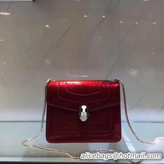 Inexpensieve BVLGARI Serpenti Forever metallic-leather shoulder bag 08962 red