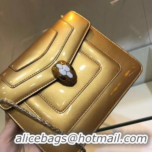 Duplicate BVLGARI Serpenti Forever metallic-leather shoulder bag 08962 gold